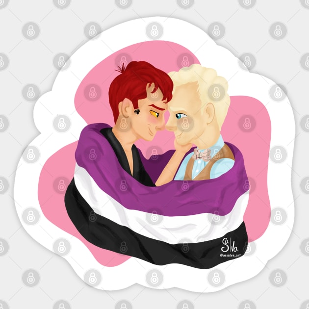 Crowley and Aziraphale Ace Pride Flag Sticker by AC Salva